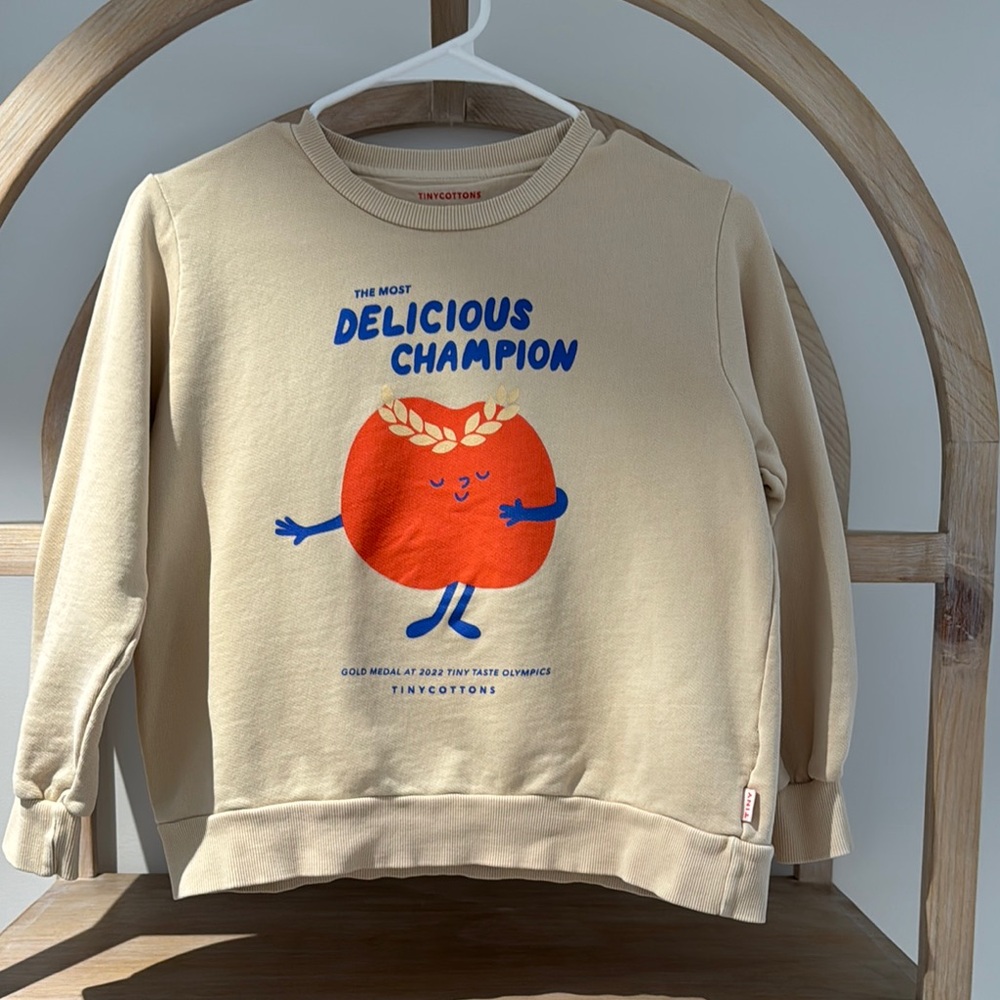 Tinycottons Beige Sweatshirt with Red Graphic